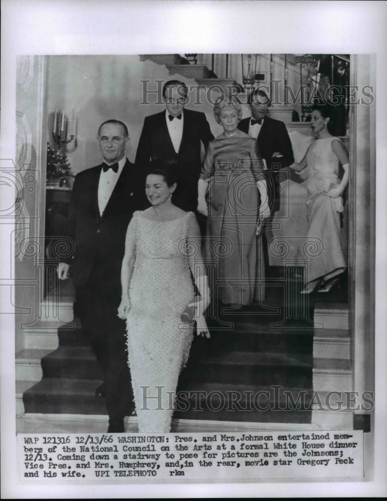 Load image into Gallery viewer, 1966 Press Photo Pres and Mrs Johnson Entertained Member of National Art Council
