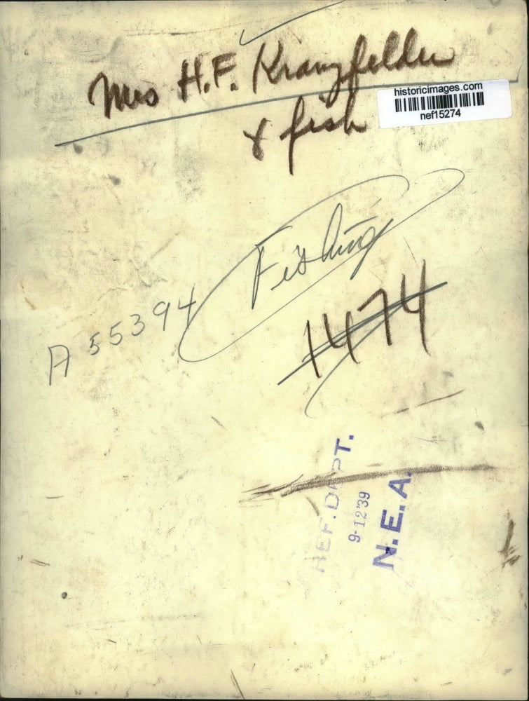 1939 Press Photo Mrs. H.F. Krangfeller and Fish - nef15274