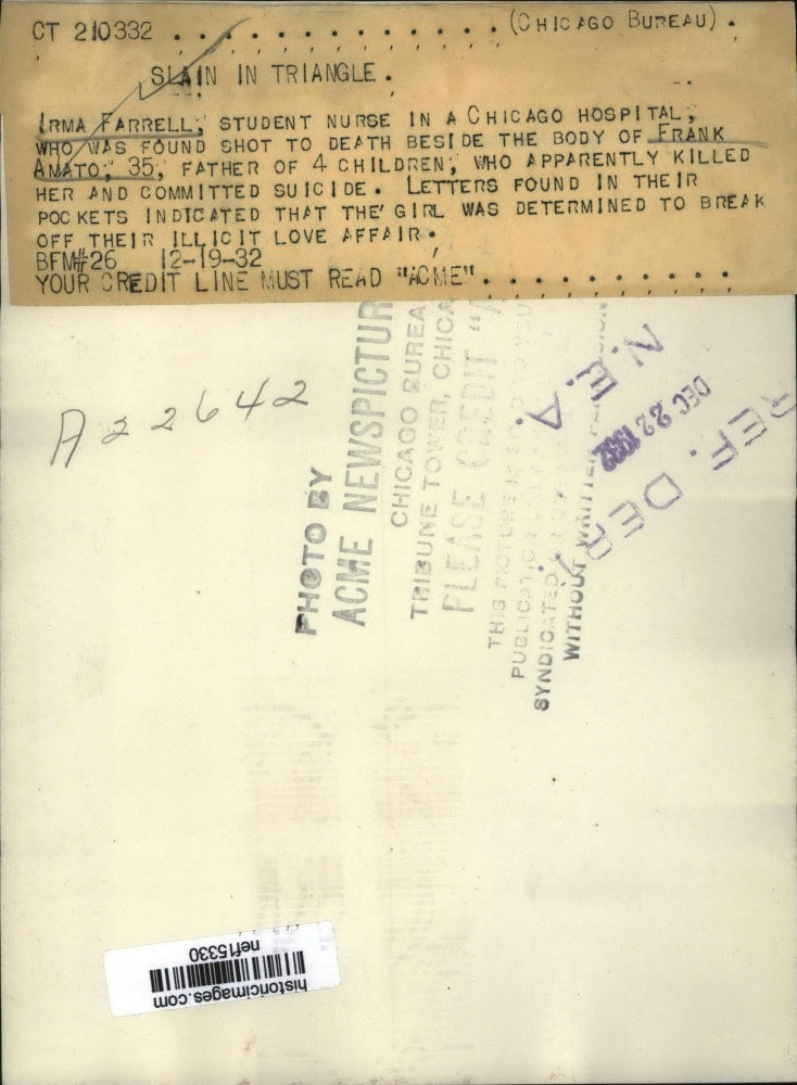 Load image into Gallery viewer, 1932 Press Photo Amato Father of 4 Kills Student Nurse and Then Commits Suicide
