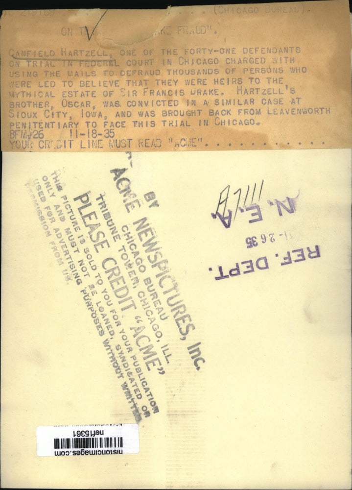 1935 Press Photo G. Hartzell One of 31 Defendants On Trial For Fraud - nef15361