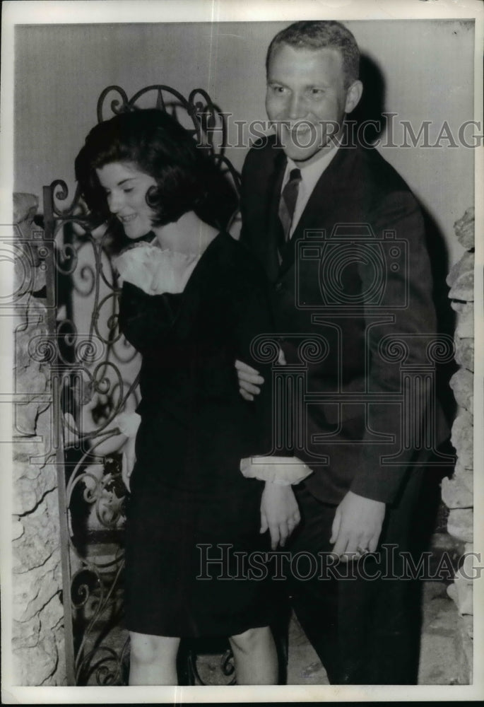 Load image into Gallery viewer, 1966 Press Photo Luci Baines Johnson &amp; Pat Nugent Leaving Wedding Shower, Austin
