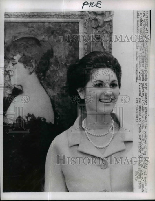 1966 Press Photo Lynda Bird Johnson at Eduard Manet Exhibit, Philadelphia