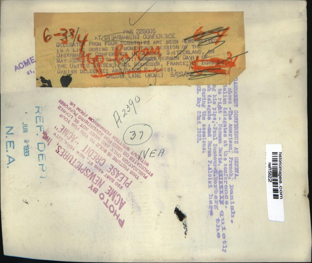 1933 Press Photo Delegates from four countries at Disarmament Conference