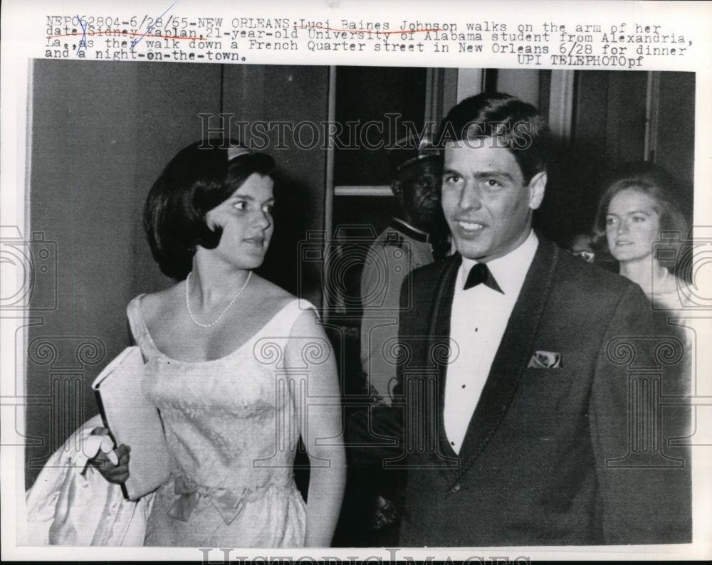 1965 Press Photo Luci Baines Johnson & Sidney Kaplan in New Orleans - nef15843