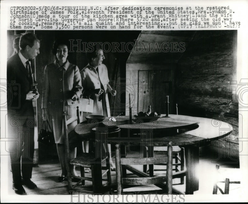 Load image into Gallery viewer, 1968 Press Photo First Lady Lady Bird Johnson Touring Birthplace of James Polk
