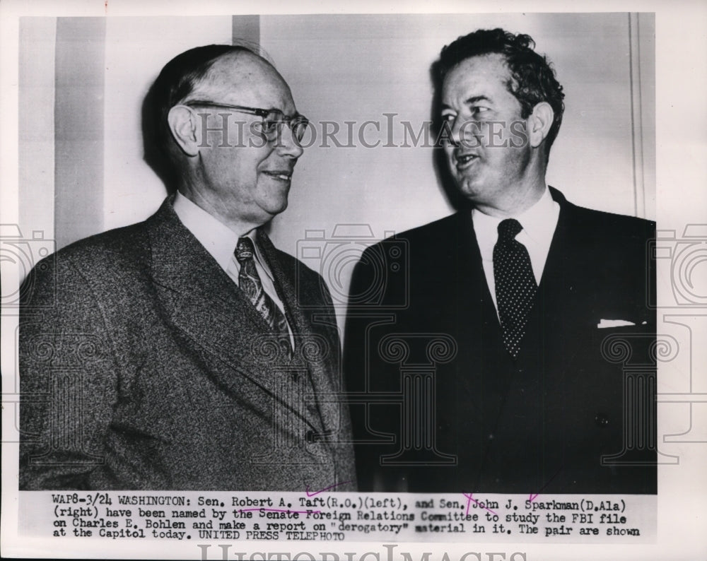 1953 Press Photo Robert Taft and John Sparkman for Senate Foreign Relations