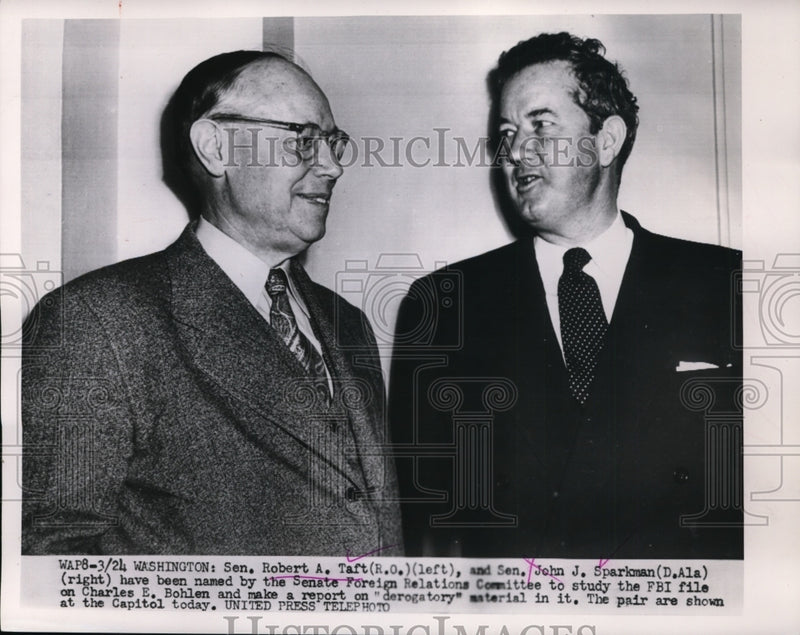 Load image into Gallery viewer, 1953 Press Photo Robert Taft and John Sparkman for Senate Foreign Relations
