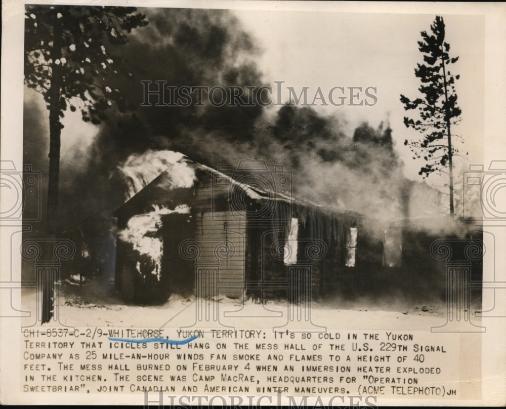 1950 Press Photo Mess Hall of The 229th Signal Company Burned on February 4th