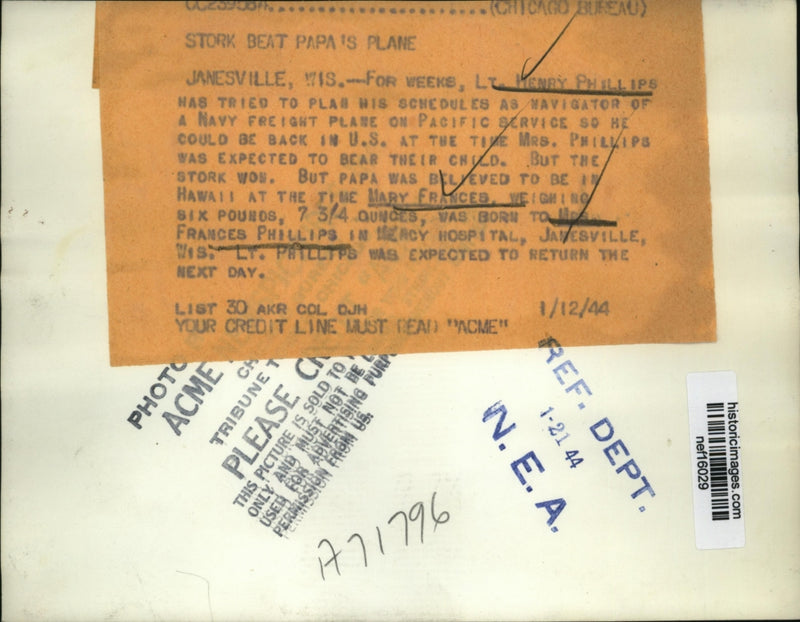 Load image into Gallery viewer, 1944 Press Photo H. Phillips Tried To Plan His Schedule Around Child's Birth
