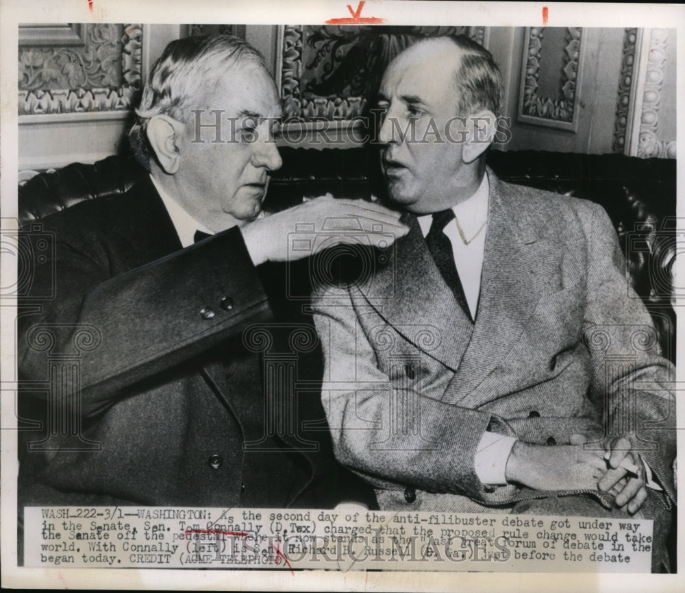 1949 Press Photo Sen Connally and Sen Russell At The Anti-Filibuster Debate