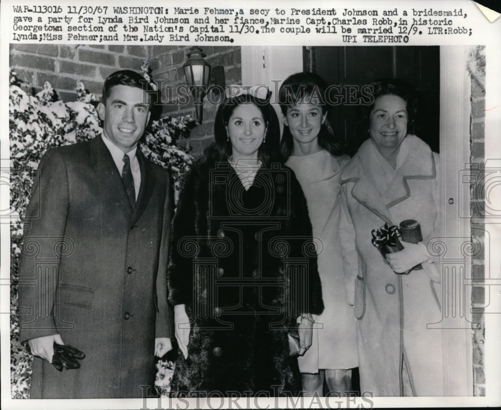 1967 Press Photo Lynda Bird Johnson with Fiance Charles Robb with Mrs, Johnson