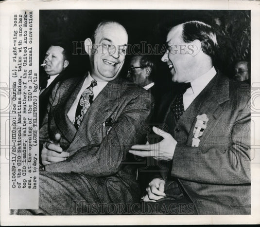 1950 Press Photo Walter Reuther, UAW President and Joe Urran ,boss of the CIO