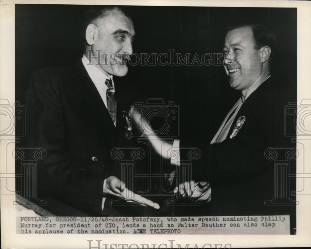 1948 Press Photo Jacob Potofaky Made Speech Nominating Phillip Murray Pres CIO