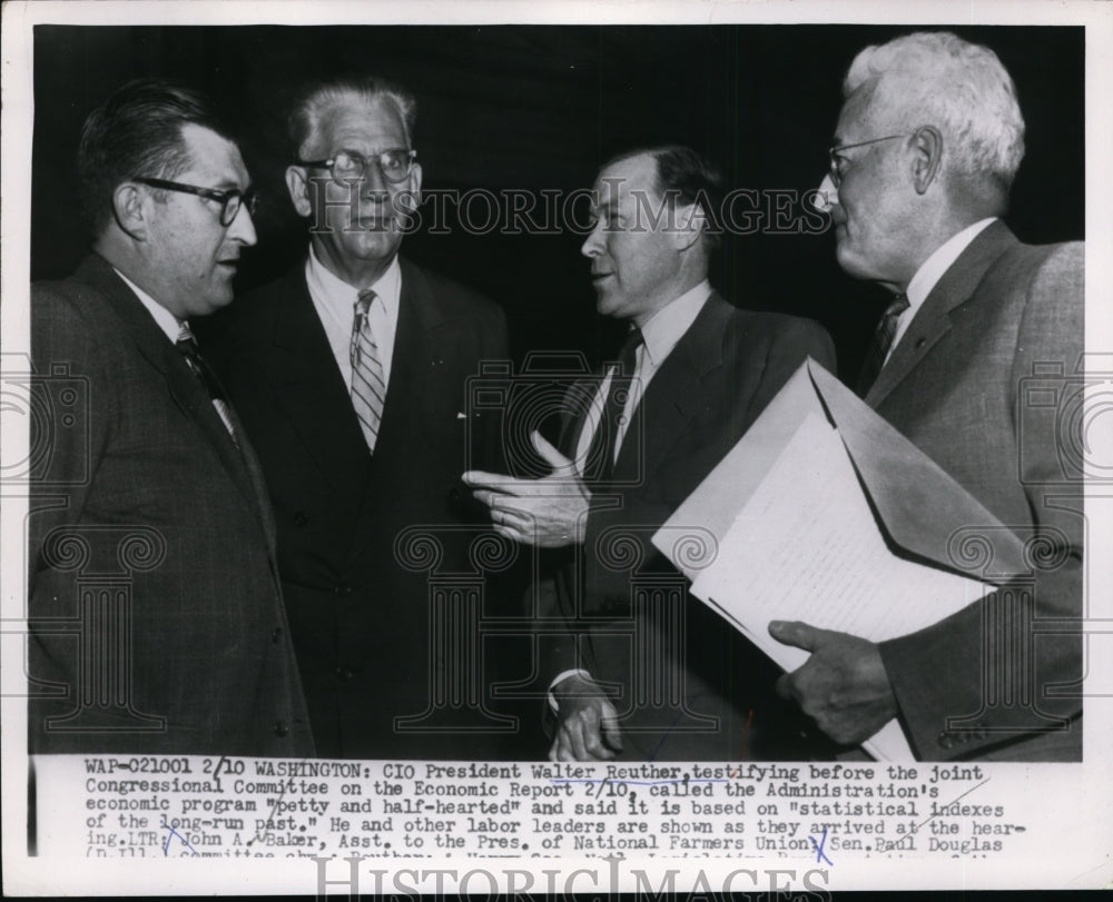 1955 Press Photo Walter Reuther Testifying Before Joint Congressional Committee