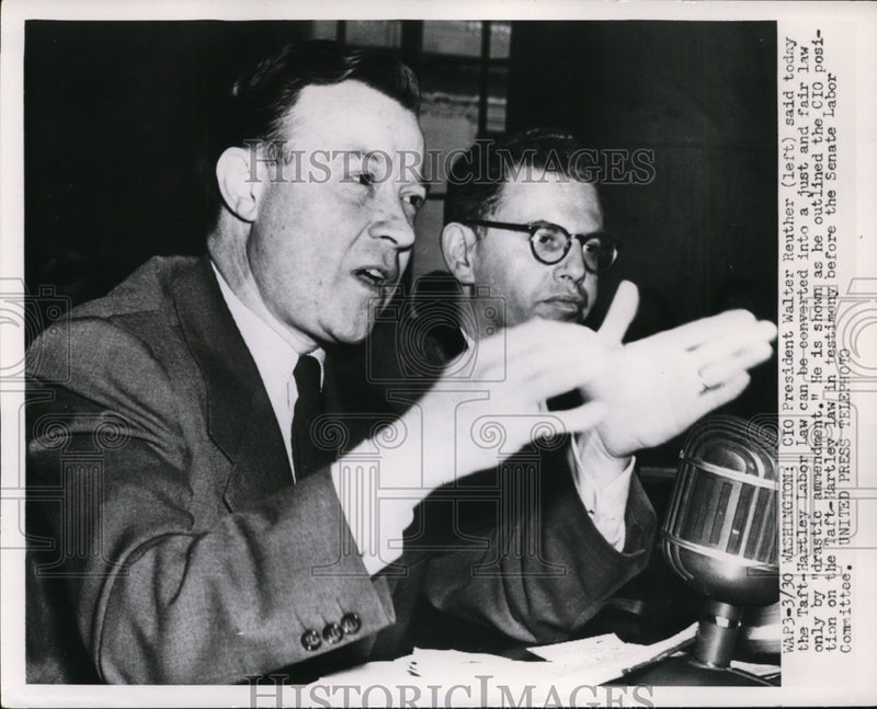 Load image into Gallery viewer, 1953 Press Photo Walter Reuther Said the Taft-Hartley Labor Law Can Be Converted
