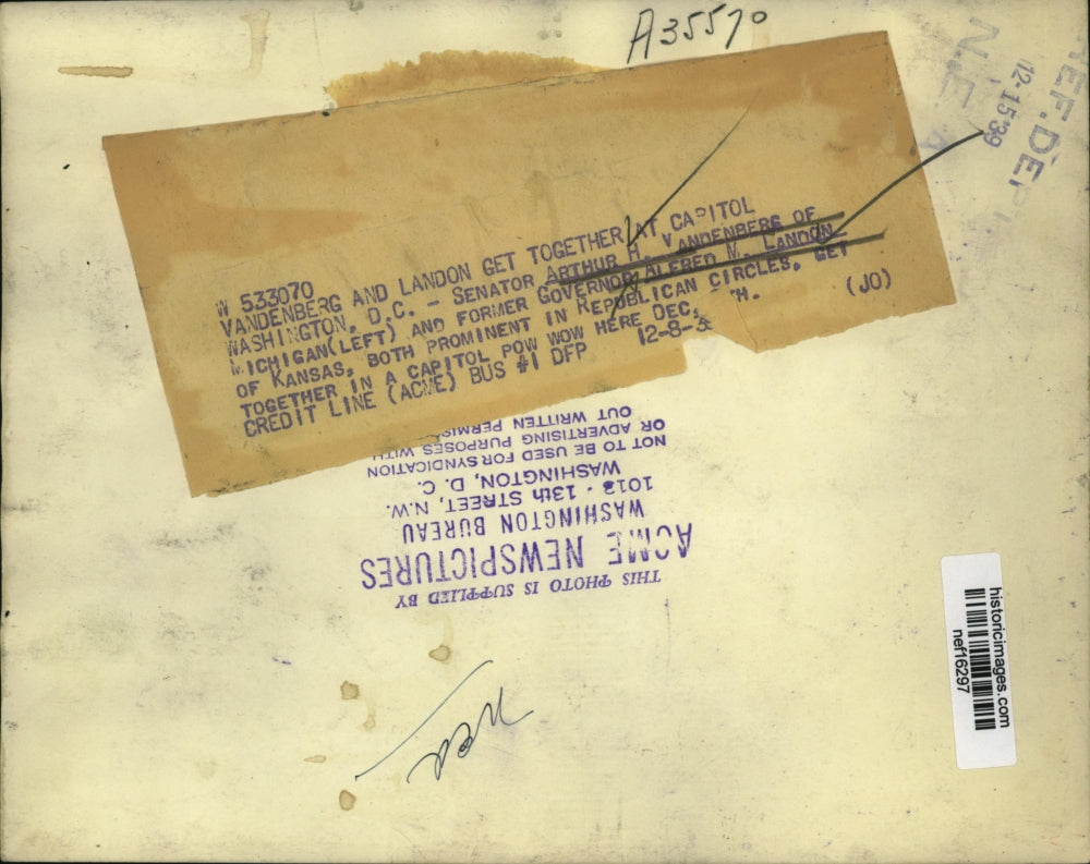 1939 Press Photo Arthur H. Vandenberg & Alf Landon in Washington D.C.