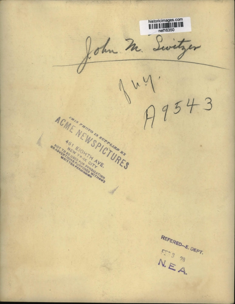 1928 Press Photo John M. Switzer of New York - nef16350