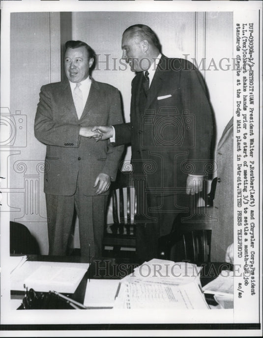 1958 Press Photo Walter Reuther of United Auto Workers with Chrysler President