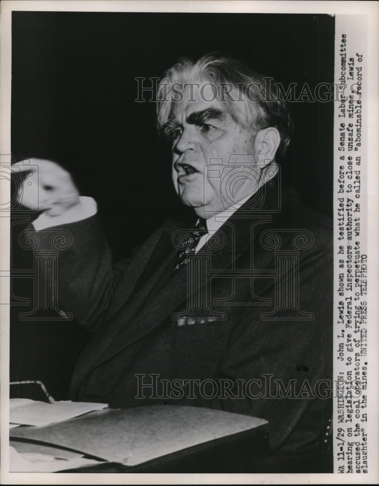 1952 Press Photo John Lewis of United Mine Workers Testifies in Senate Committee