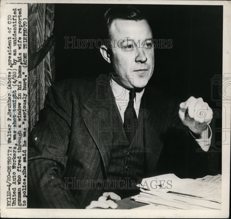 Load image into Gallery viewer, 1948 Press Photo Walter P.Reuther, President of CIO-UAW shot at his home
