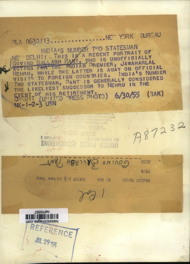 1955 Press Photo Govind Ballabh Pant Acting for Indian Premier - nef16567