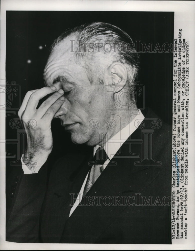 1951 Press Photo Charles Oliphant at House Ways & Means Subcommittee Hearing