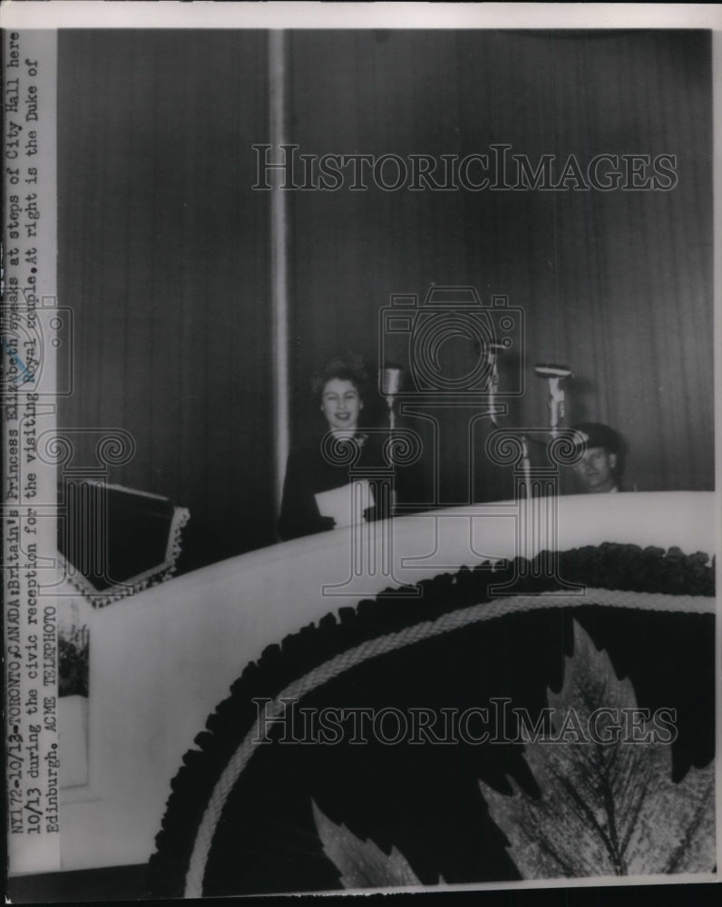 Press Photo Princess Elizabeth at City Hall, Toronto, Canada - nef16893