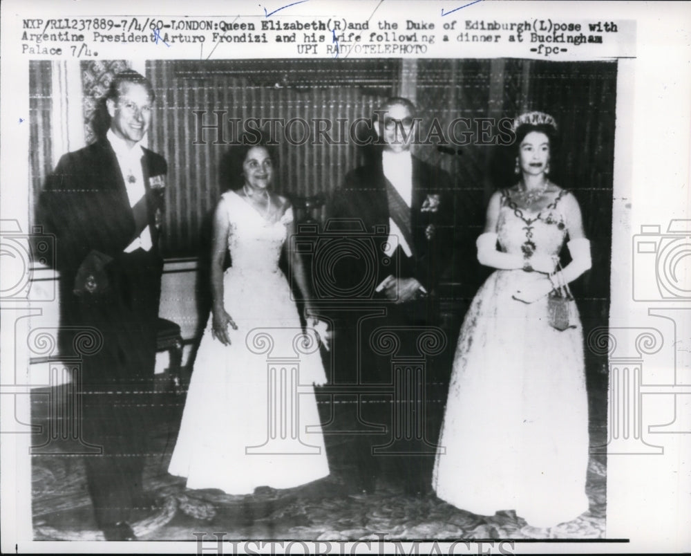 1960 Press Photo Queen Elizabeth II &amp; Prince Philip, Arturo Frondizi &amp; Wife- Historic Images