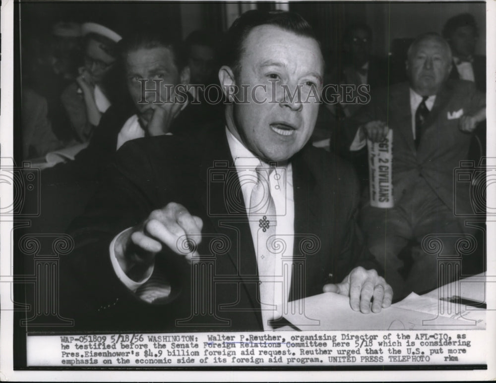 1956 Press Photo Walter P.Reuther Director of AFL-CIO appeared at Senate Hearing