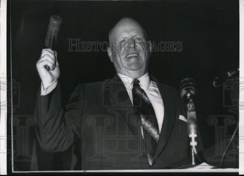 1957 Press Photo Dave Beck Speaking at Teamsters Union Convention, Miami Beach
