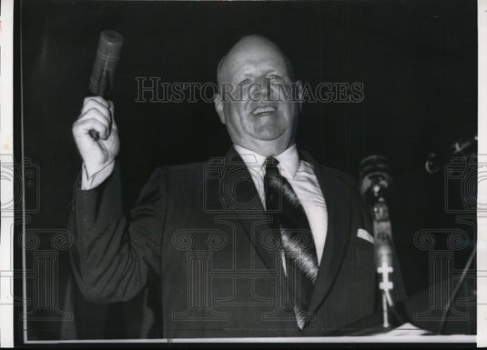 1957 Press Photo Dave Beck Speaking at Teamsters Union Convention, Miami Beach