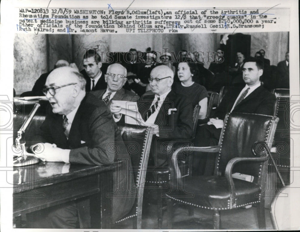 1959 Press Photo Floyd Odlum of Arthritis and Rheumatism Foundation Senate Meet