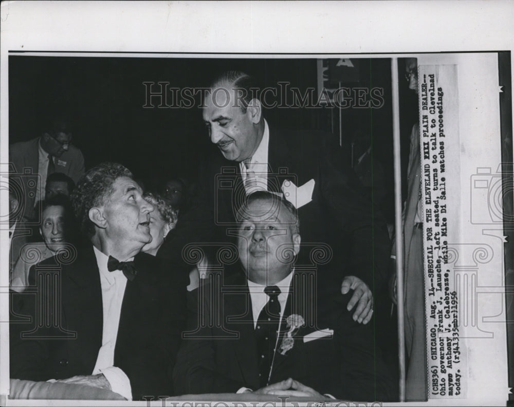 1956 Press Photo Ohio Governor Lausche Attends the Cleveland Plain Dealer