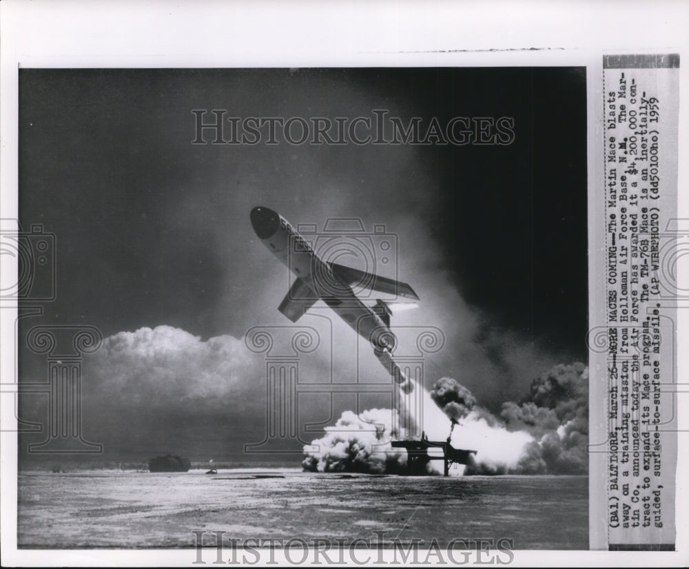 1959 Press Photo Martin Mace Blasts On Training Mission From Holloman Air Force