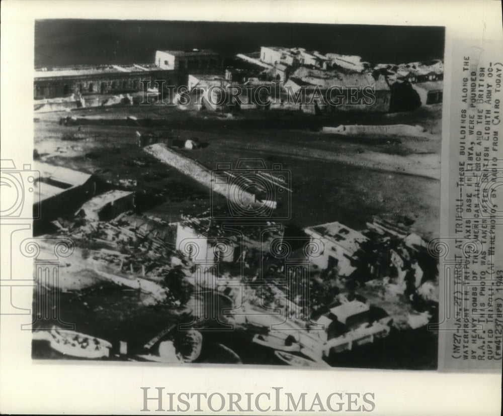 1943 Press Photo American Air Force Bomb Buildings in Tripoli Axis Base in Libya