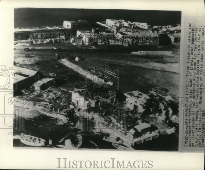 Load image into Gallery viewer, 1943 Press Photo American Air Force Bomb Buildings in Tripoli Axis Base in Libya
