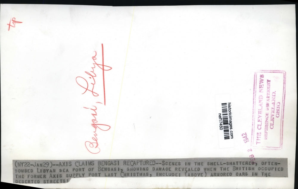 1942 Press Photo Bomb Damage in Bengasi, Libya World War II - nef17450