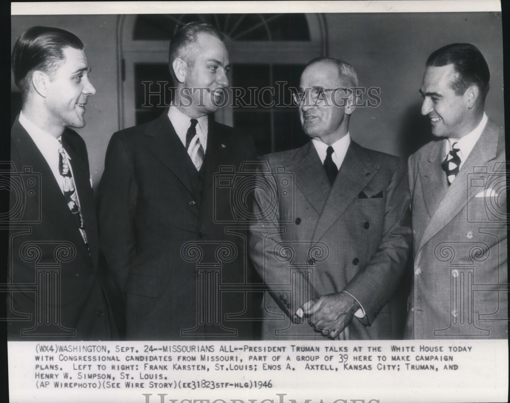 1946 Press Photo Harry S. Truman & Missouri Congressional Candidates in D.C.