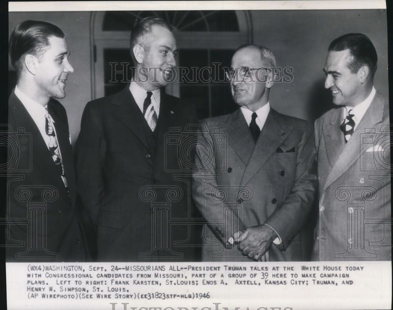 Load image into Gallery viewer, 1946 Press Photo Harry S. Truman &amp; Missouri Congressional Candidates in D.C.
