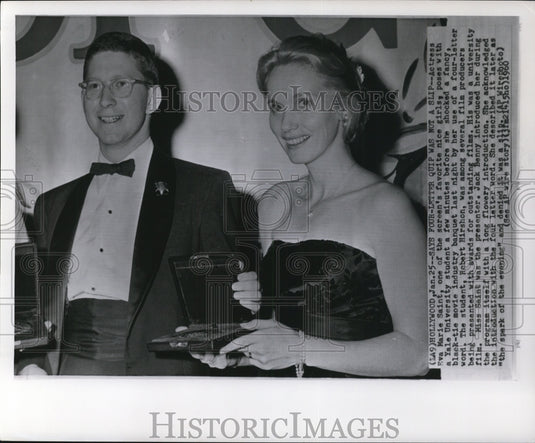 1960 Press Photo Eva Marie Saint & Robert Hirson at Hollywood Banquet