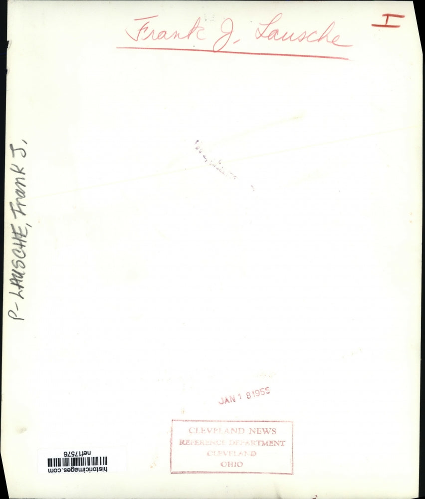 1955 Press Photo Frank Lausche, Roger cloud at Ohio House chambers/legislature