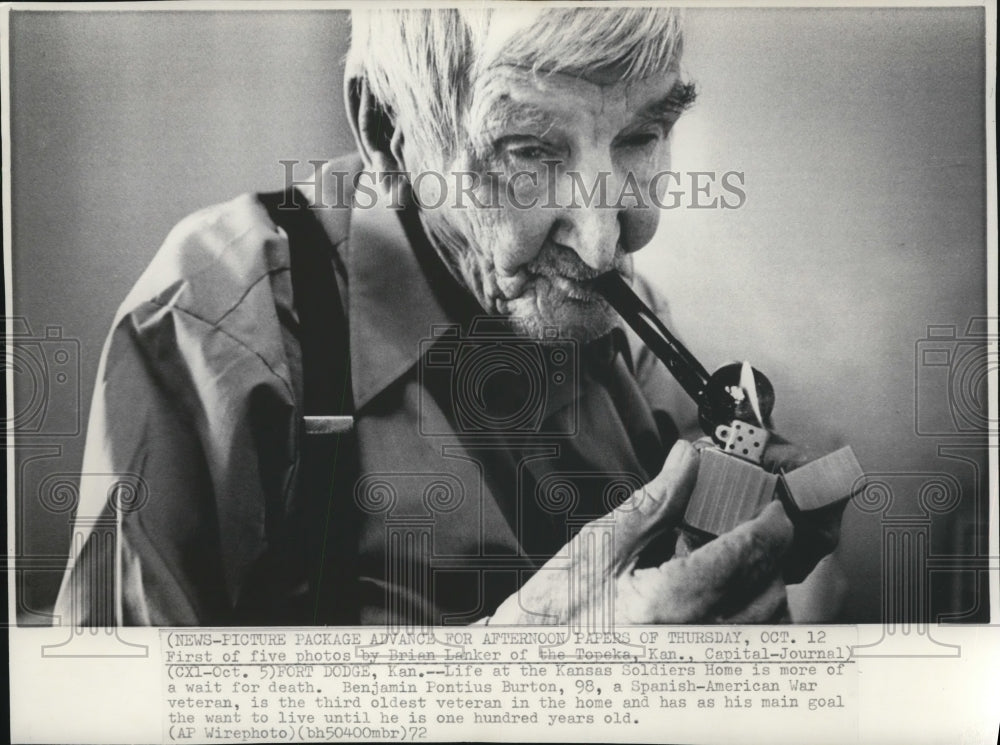 1972 Press Photo Vietnam War Veteran at Kansas soldiers Home, Fort Dodge