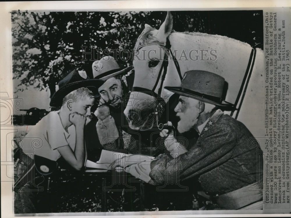 1963 Press Photo Battle of Gettysburg Reenacters at Anniversary Ceremony