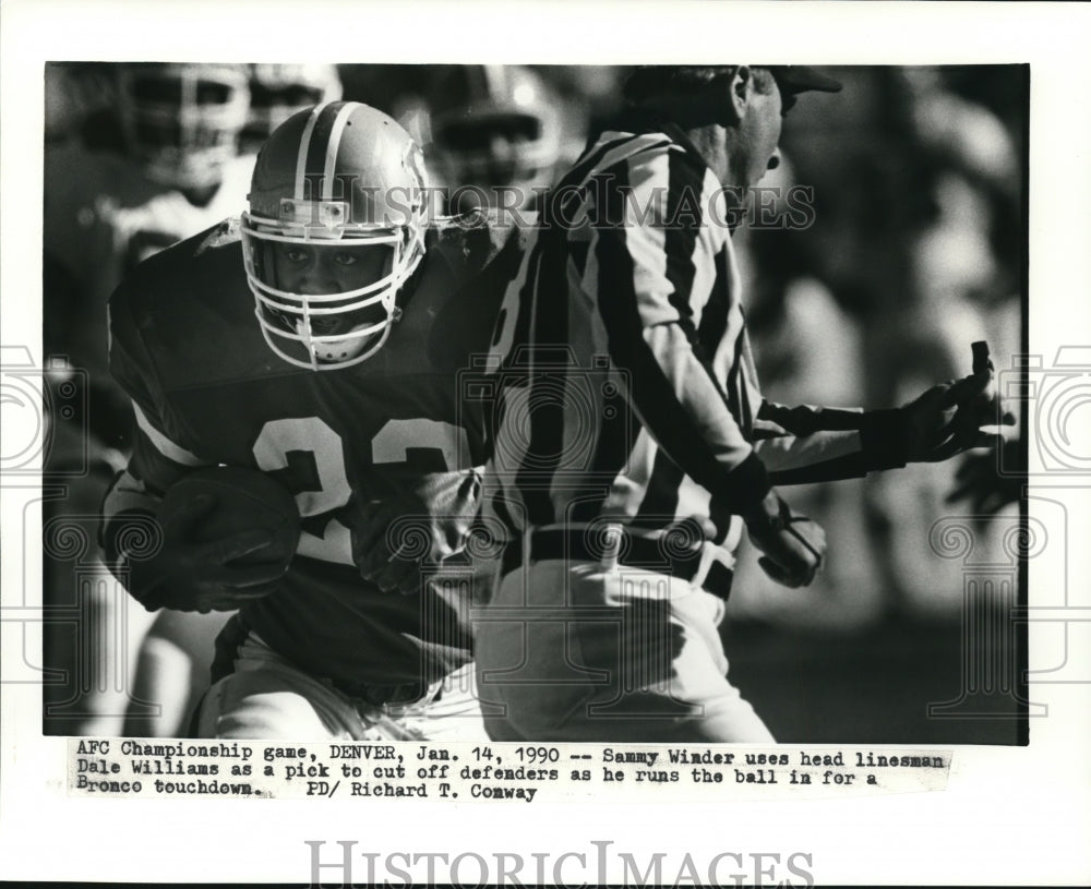 1990 Press Photo AFC Championship Denver Broncos vs. Football Game - nef17610