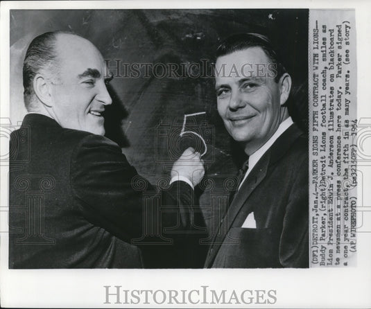 1954 Press Photo Edwin J. Anderson & Buddy Parker of Detroit Lions - nef17629- Historic Images