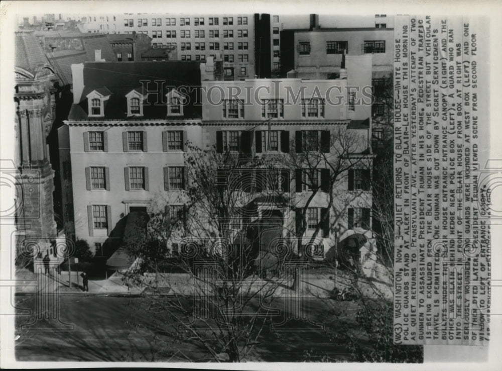 1950 Press Photo Blair-Lee house Guarded after Truman Assasination Attempt