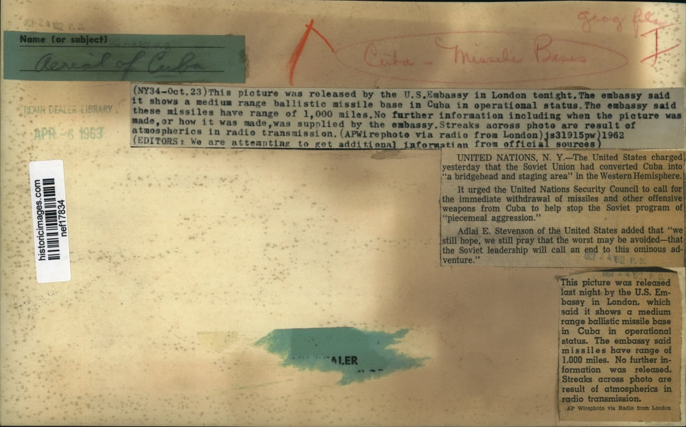 1962 Press Photo Medium Range Missile Base In Operational Status in Cuba Oct 23