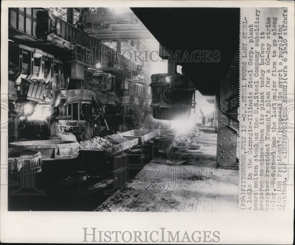 1949 Press Photo U.S. Steel Company Subsidiary Prepared to Close Down Its Plant