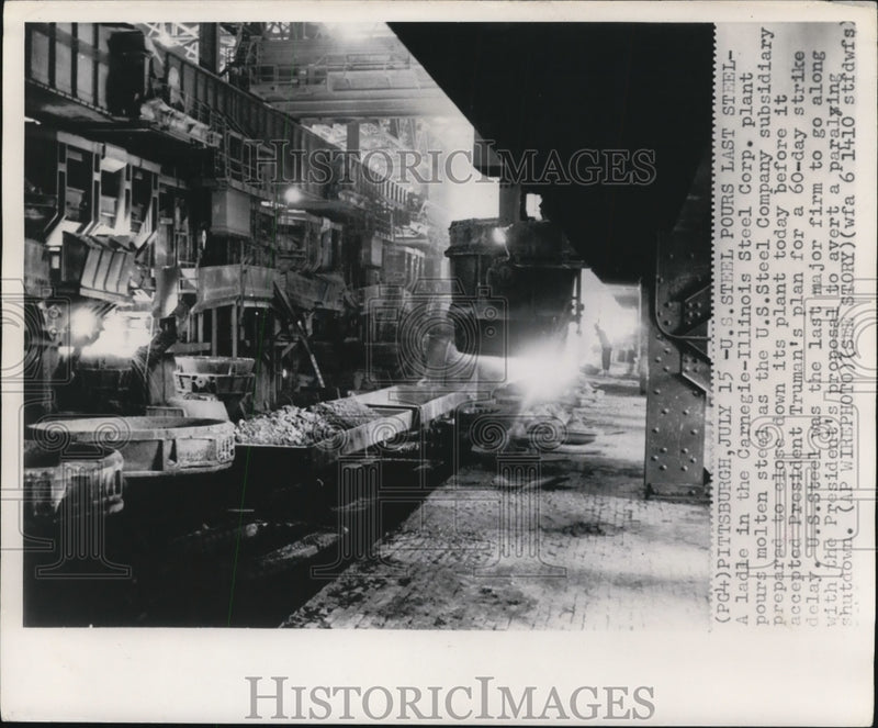 Load image into Gallery viewer, 1949 Press Photo U.S. Steel Company Subsidiary Prepared to Close Down Its Plant
