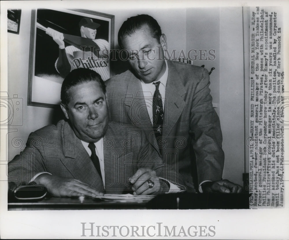 1954 Press Photo H.Roy Hamey signed as General Manager of Philadelphia Phillies